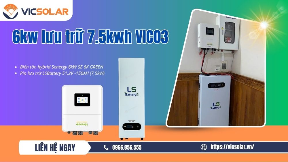  Danh Sách Các Thiết Bị Hệ thống điện năng lượng mặt trời 6kw lưu trữ 7.5kwh VIC03