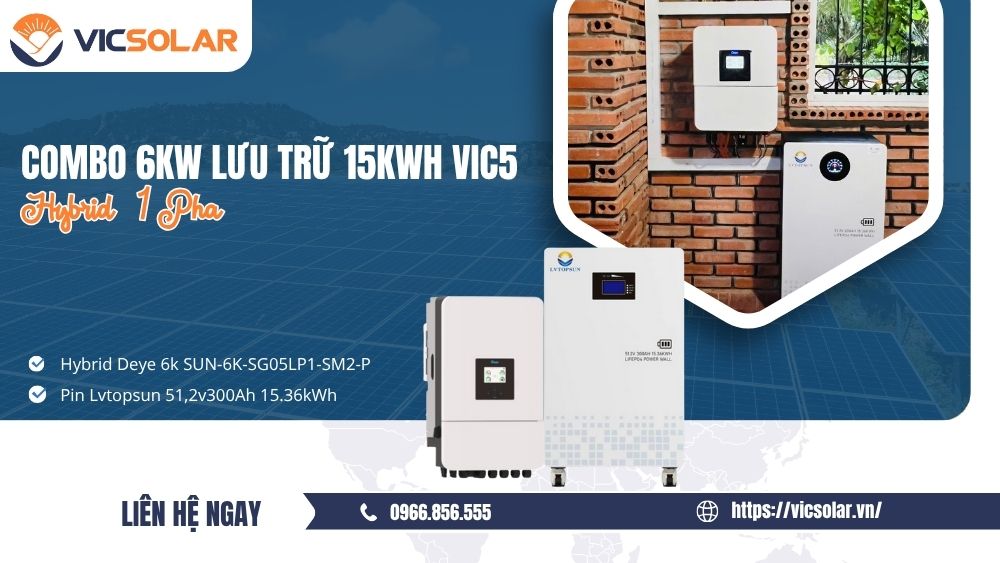 Danh sách chi tiết Combo điện mặt trời tự lắp lưu trữ 6kw VIC5