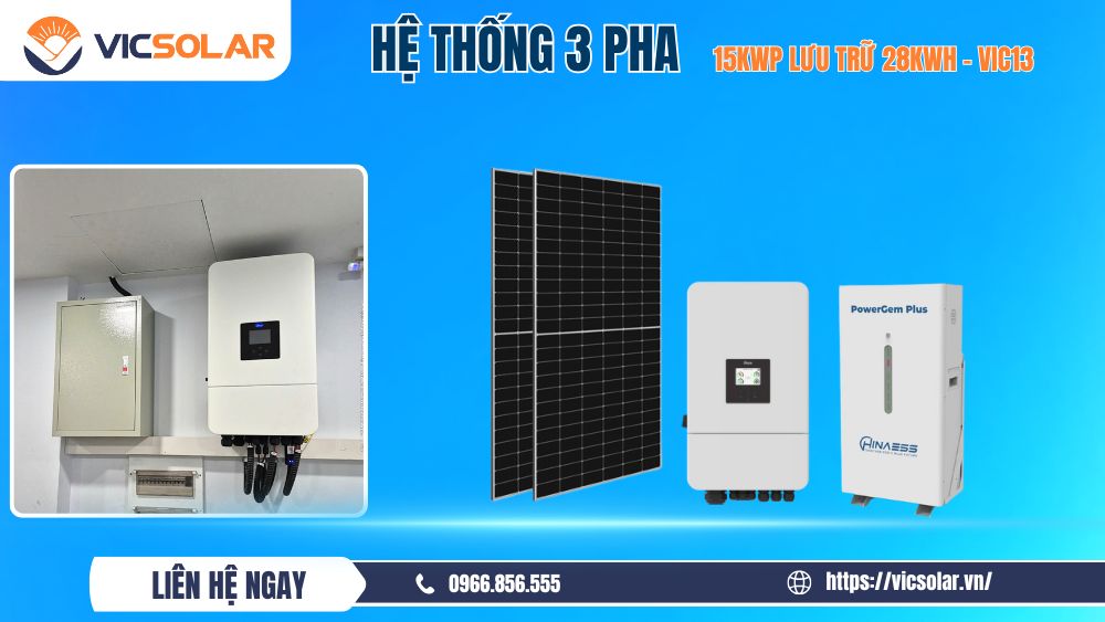Danh sách chi tiết Gói điện mặt trời 15kwp 3 pha có lưu trữ - VIC13