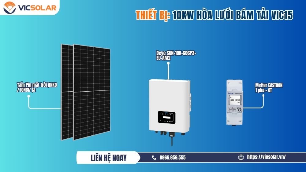 Danh sách thiết bị: Gói điện mặt trời hòa lưới 10Kwp (Tiền điện 3.5 – 5 triệu/tháng)
