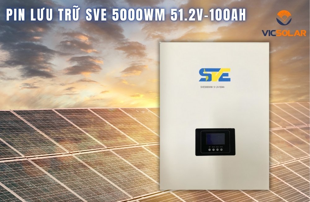 Pin Lưu Trữ SVE 5000WM 51.2V-100Ah Treo Tường chính hãng