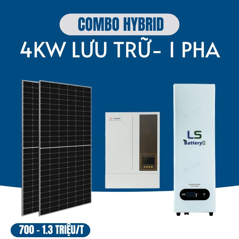 Combo điện mặt trời 4kw (Giảm 700-1,3 triệu/ tháng)