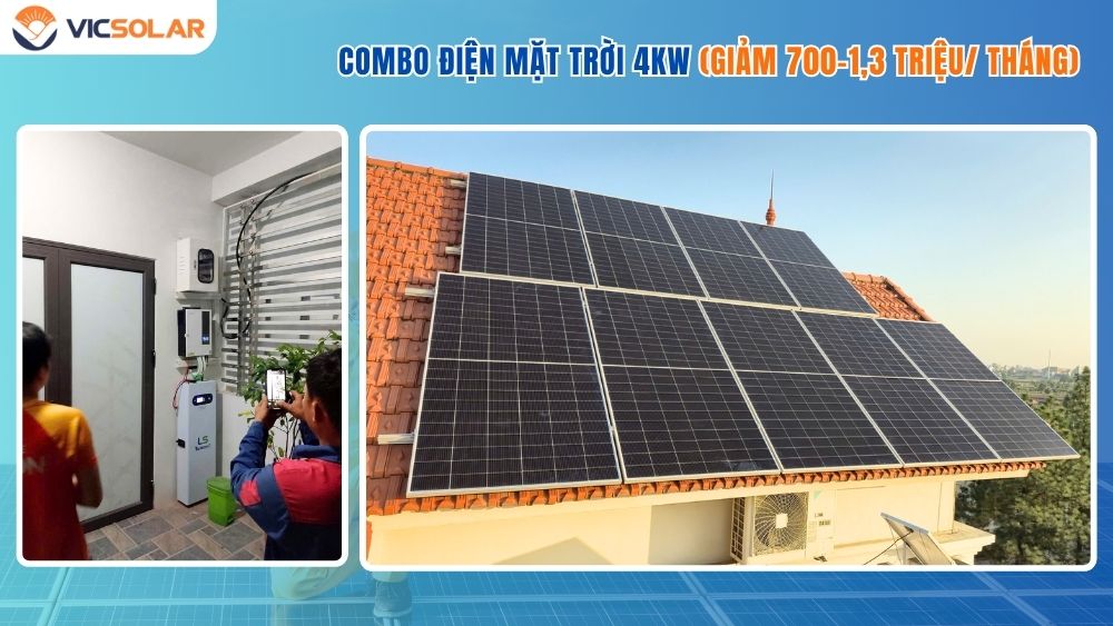 Combo Điện Mặt Trời Hòa Lưới 4KWP – Hóa Đơn Điện Dưới 1TR