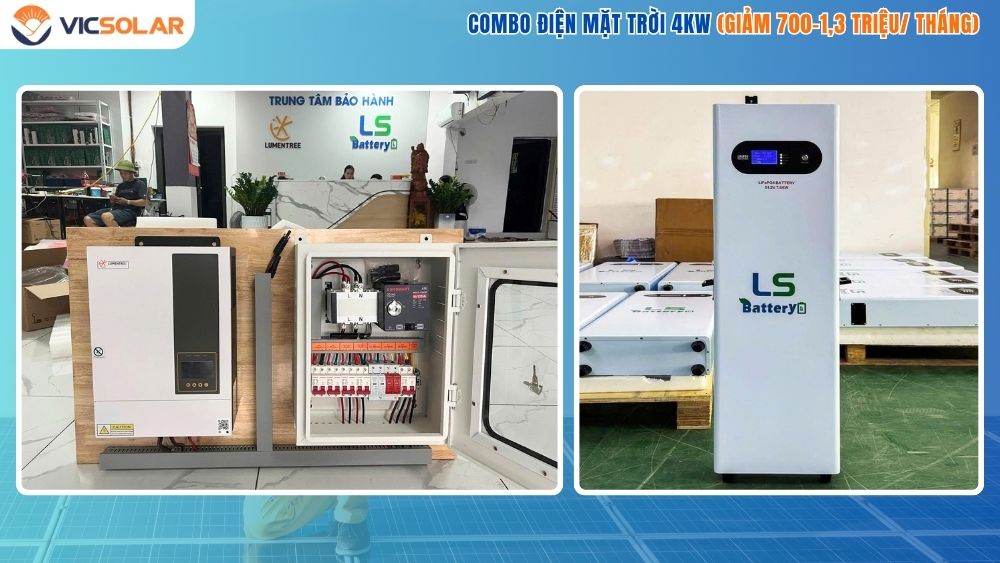 Danh sách thiết bị Combo điện mặt trời 4kw (Giảm 700-1,3 triệu/ tháng)