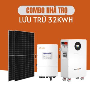 Combo điện mặt trời nhà trọ 3 pha lưu trữ 32kwh