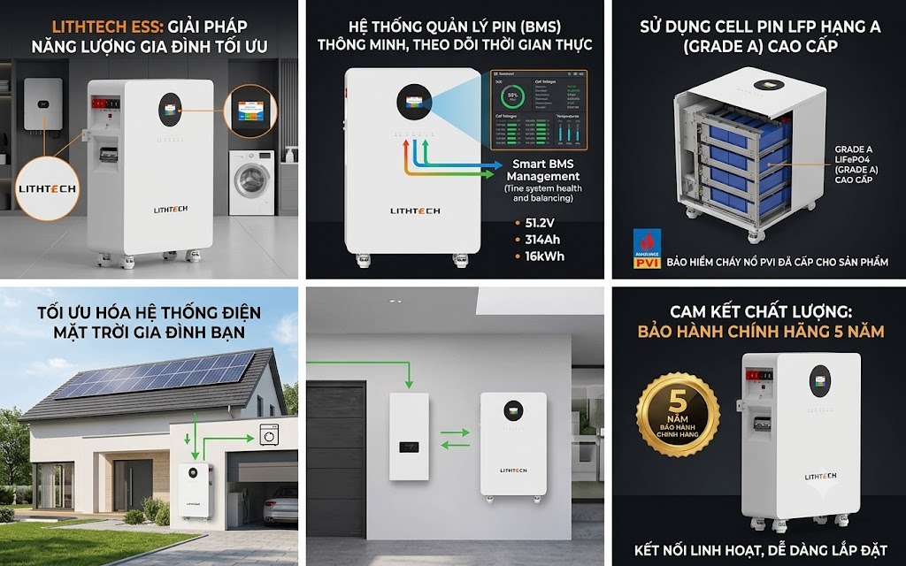 Giới thiệu Pin lưu trữ Lithtech 51.2V314Ah 16kWh
