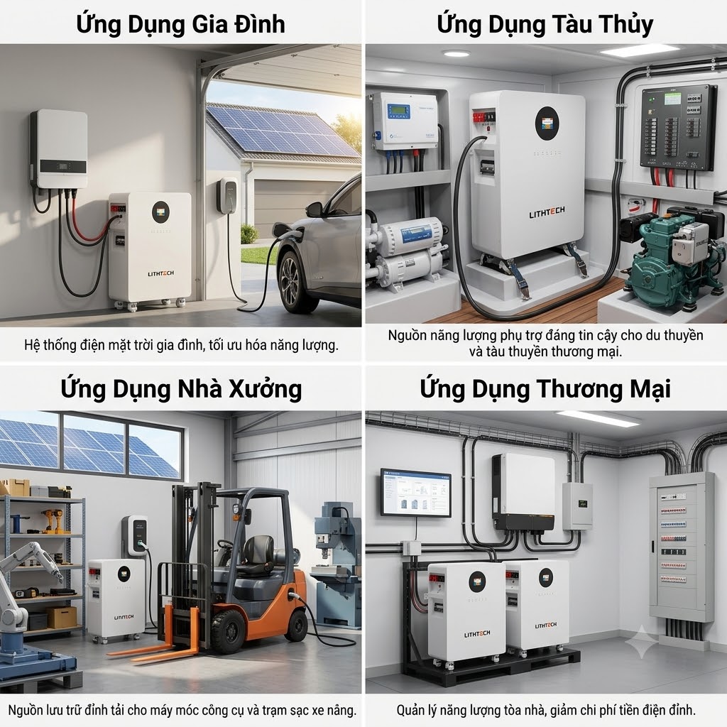 Ứng dụng pin lưu trữ lithtech 51.2v314ah 16kwh