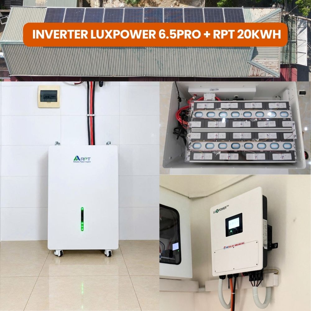 Giới thiệu Bộ điện mặt trời Luxpower 6.5Pro pin RPT 20kWh VIC33